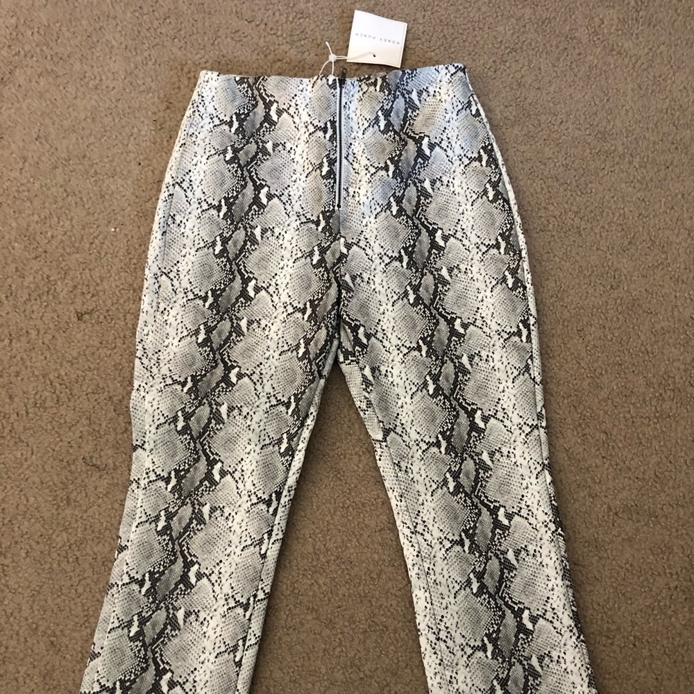 Honey Punch Snake Print Leather Chino Pants